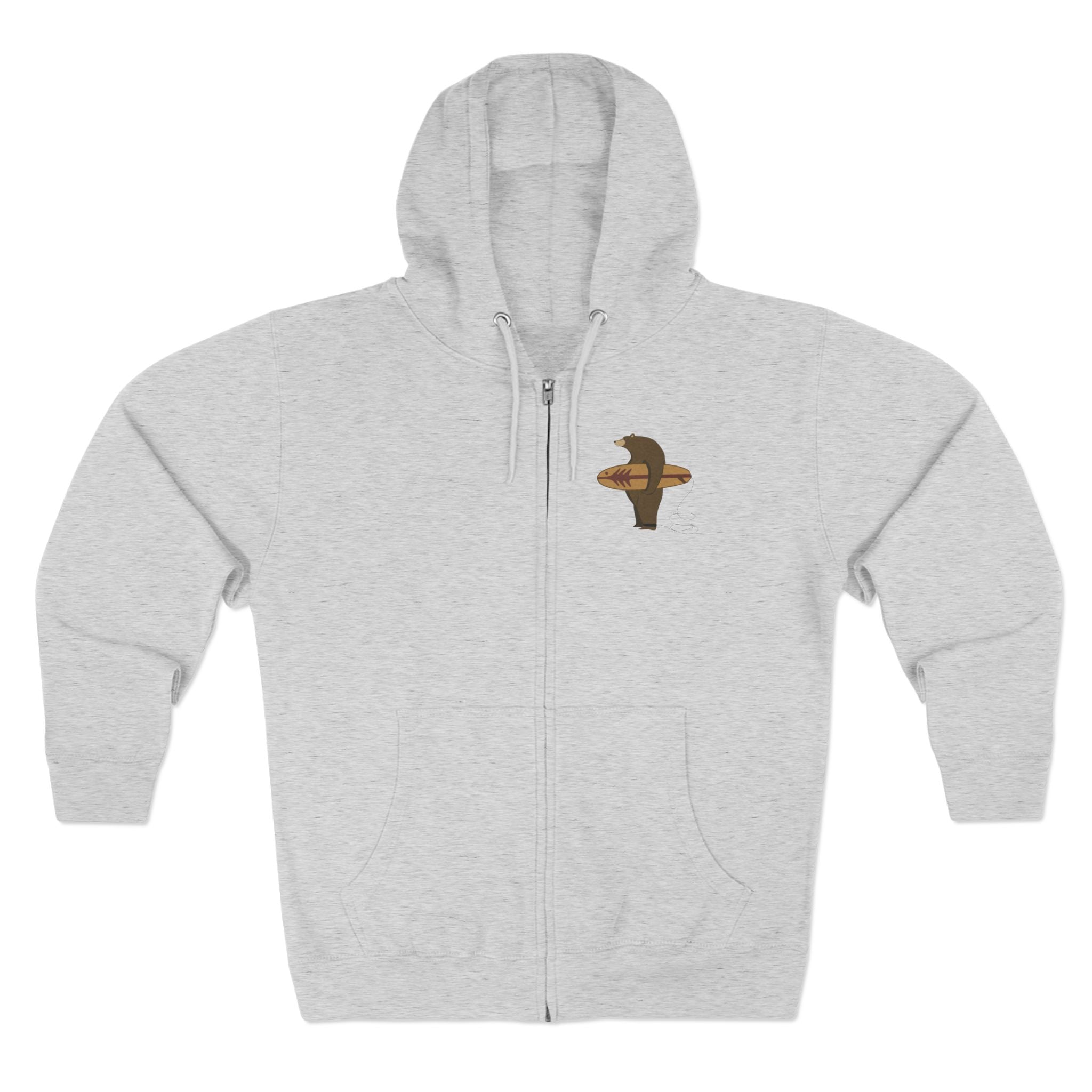 Surfing Grizzly Bear by Fabian Lavater zip fleece hoodie image 3