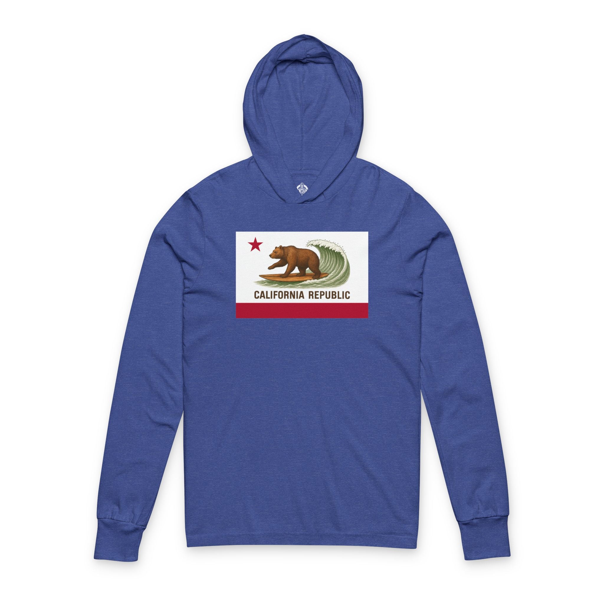 California Surfing Bear Flag Unisex - Cotton Long Sleeve Hooded T-Shirt