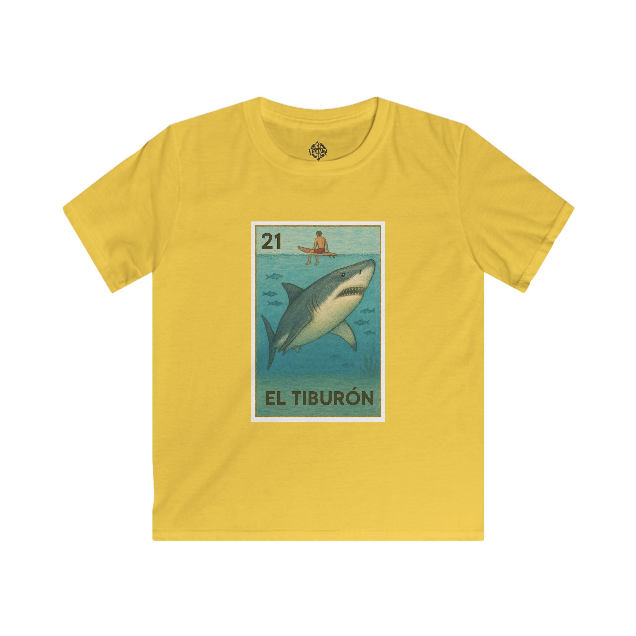 Shark Lotería Kids - Soft Style U.S. Cotton T-Shirt (El Tiburón)