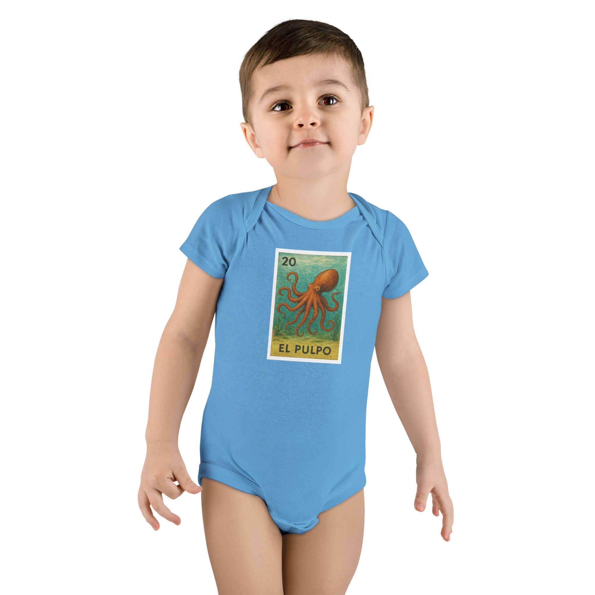 Octopus Lotería - Baby Short Sleeve 100% Cotton Onesie (El Pulpo)