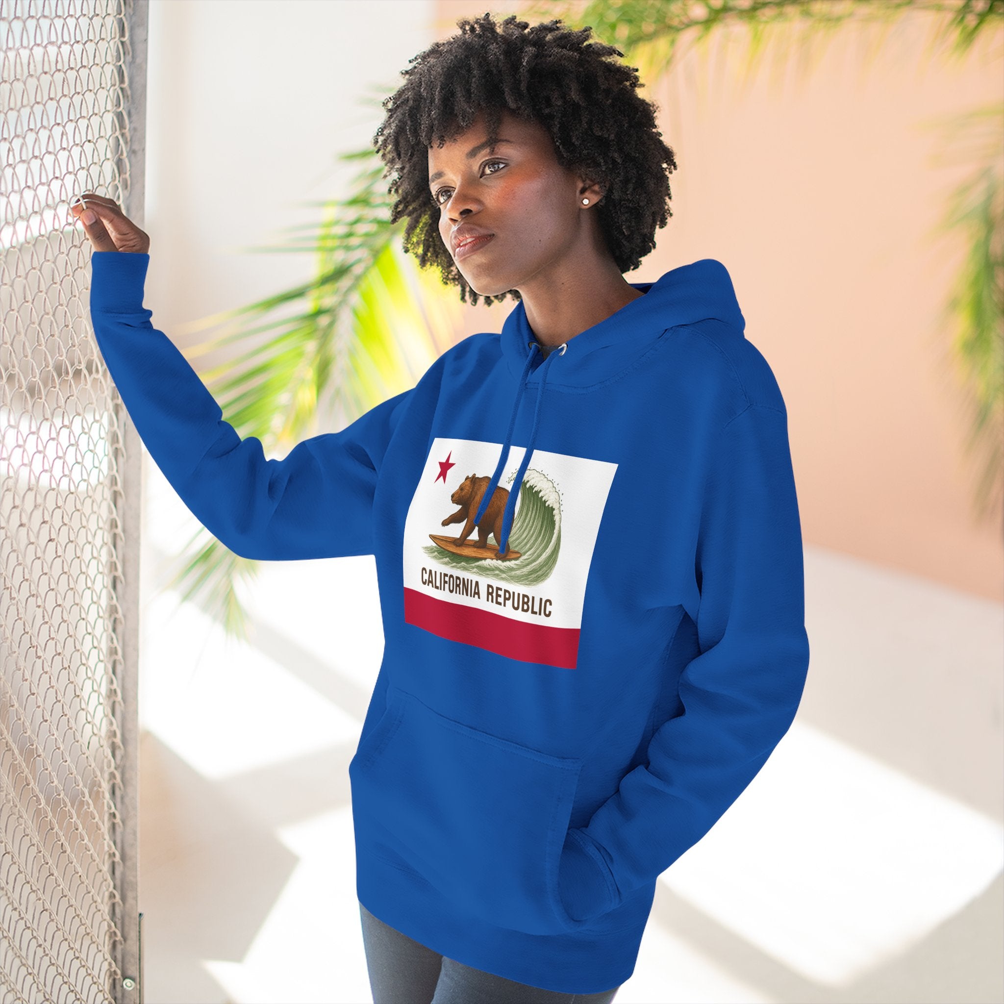 California Surfing Bear Flag fleece hoodie image 9