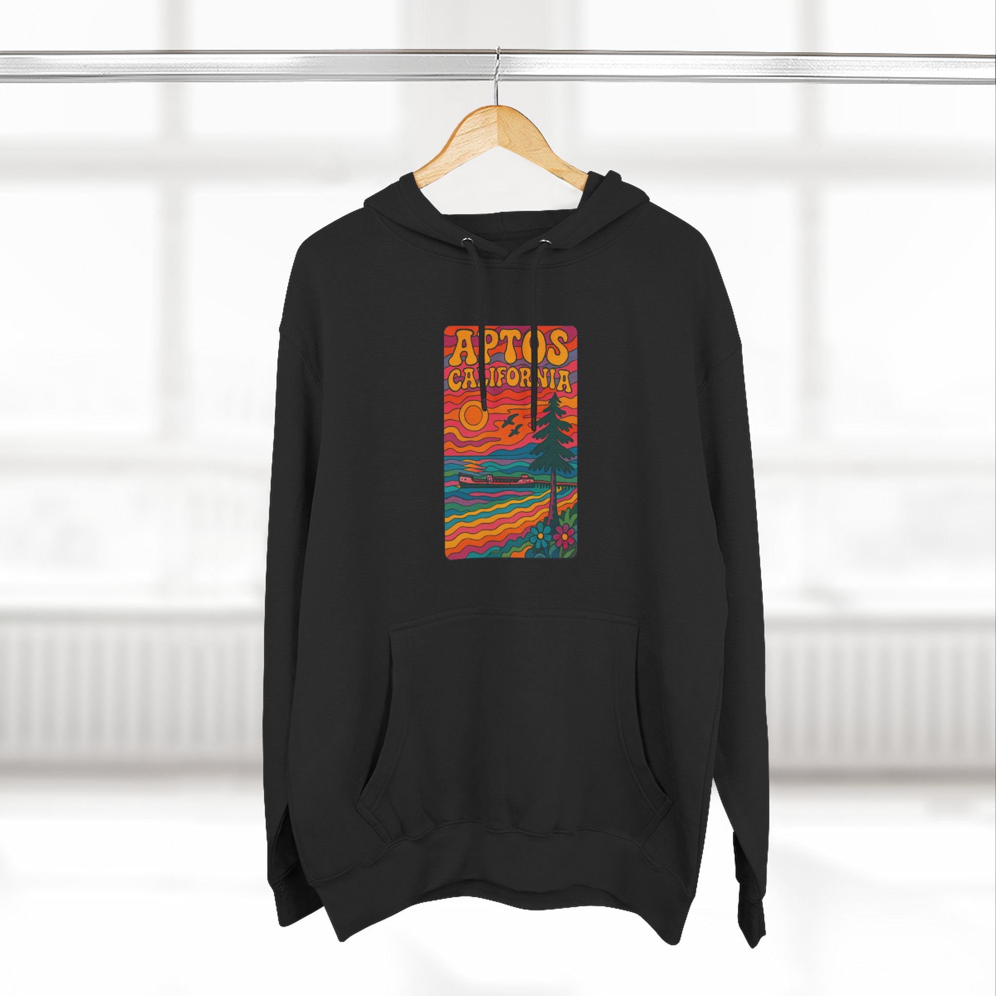 Aptos California Psychedelic Unisex - Pull-Over Cotton Blend Fleece Hoodie