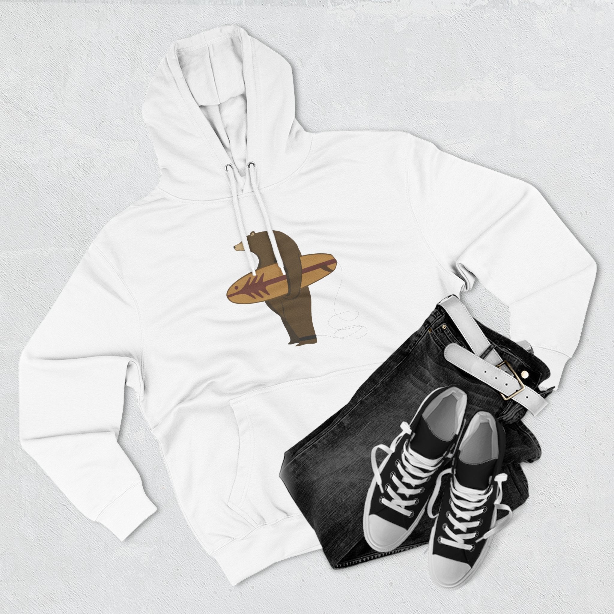 Surfing Grizzly Bear fleece hoodie image 12