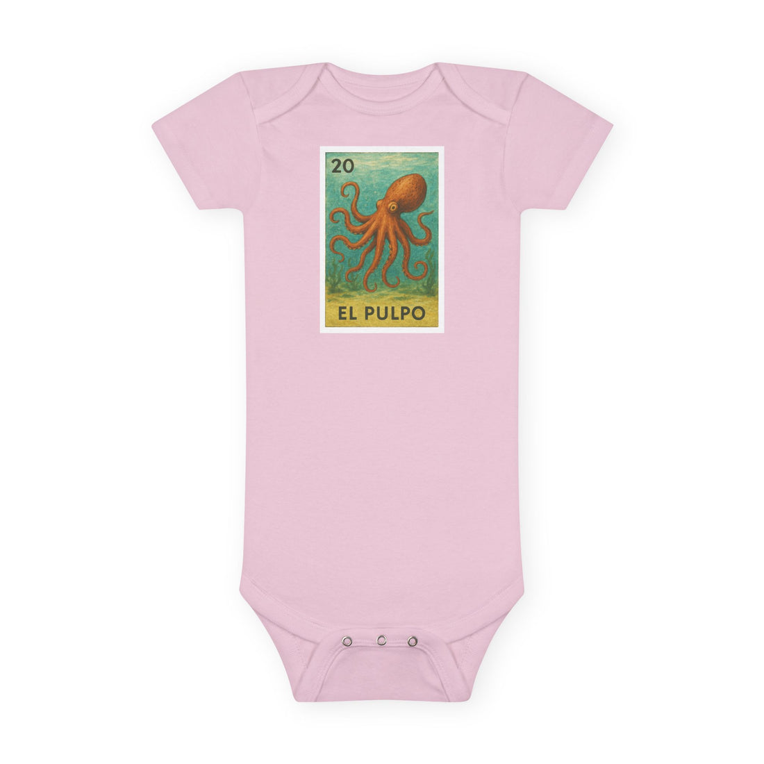 Octopus Lotería - Baby Short Sleeve 100% Cotton Onesie (El Pulpo)