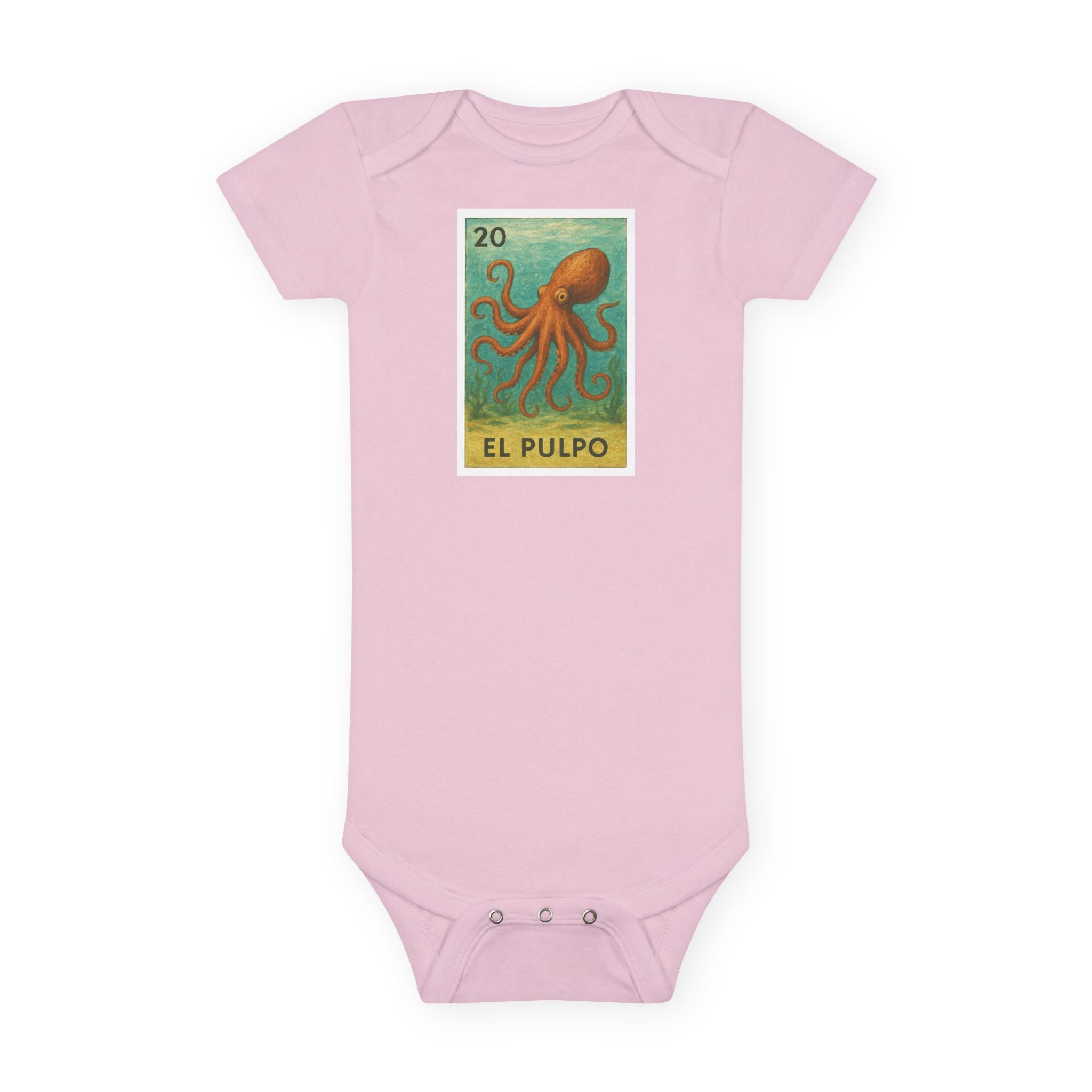 Octopus Lotería - Baby Short Sleeve 100% Cotton Onesie (El Pulpo)