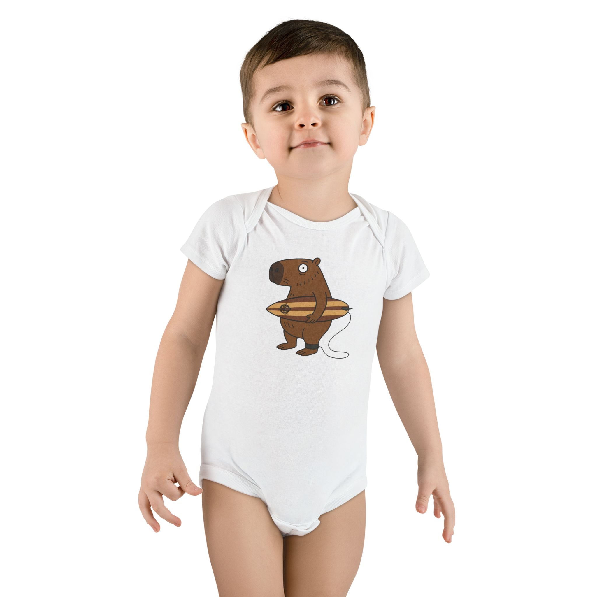 Capybara Surfer - Baby Short Sleeve 100% Cotton Onesie
