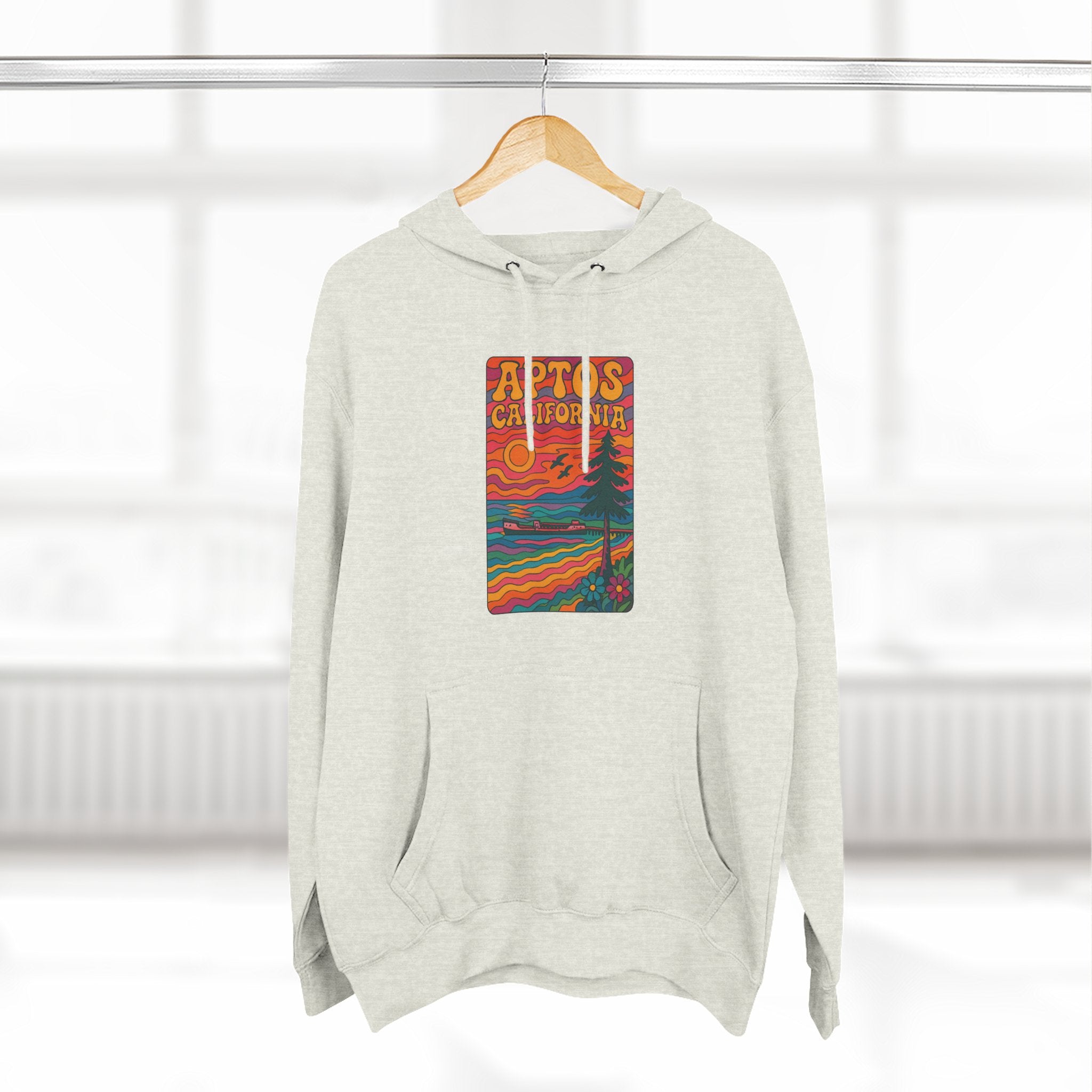 Aptos California Psychedelic Unisex - Pull-Over Cotton Blend Fleece Hoodie
