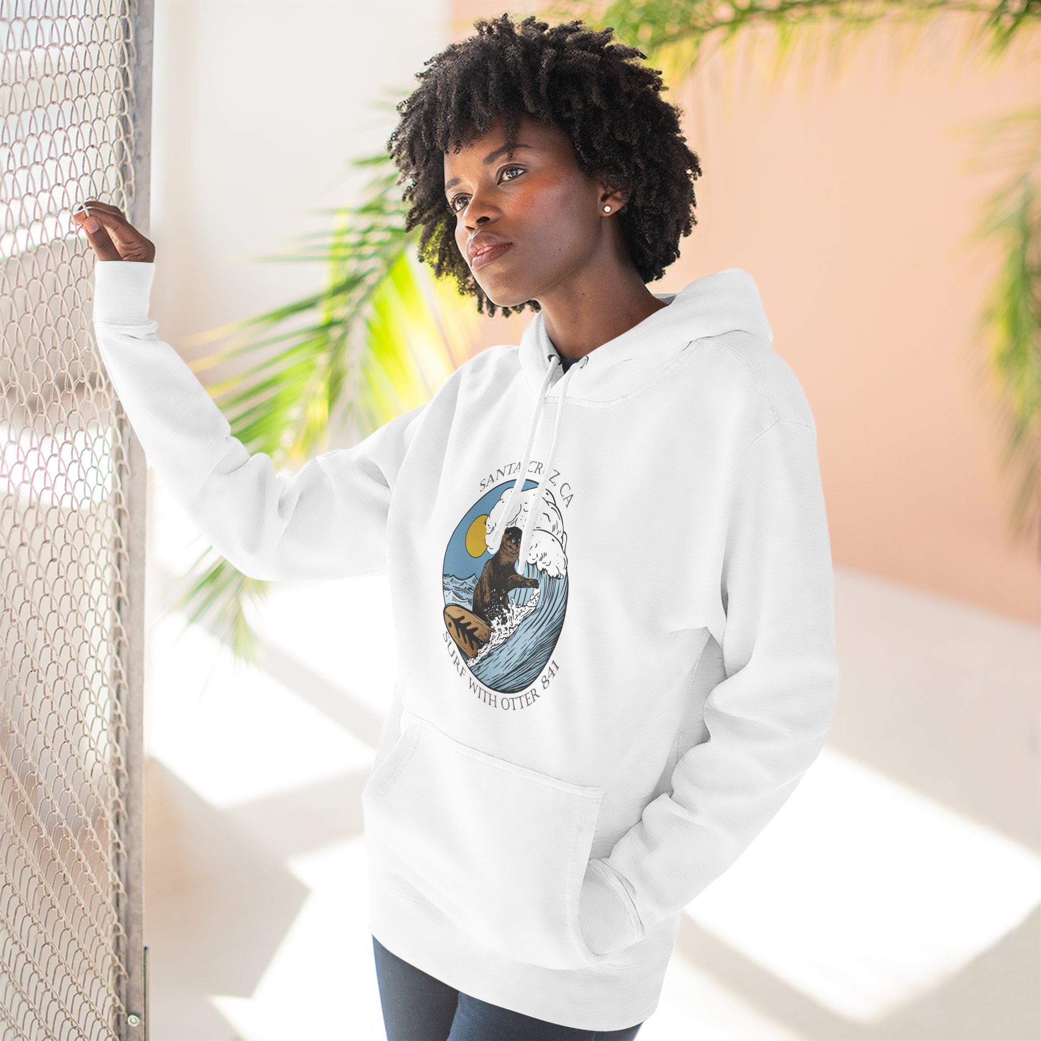 Surf with Otter 841 by Thiago Bianchini fleece hoodie image 15
