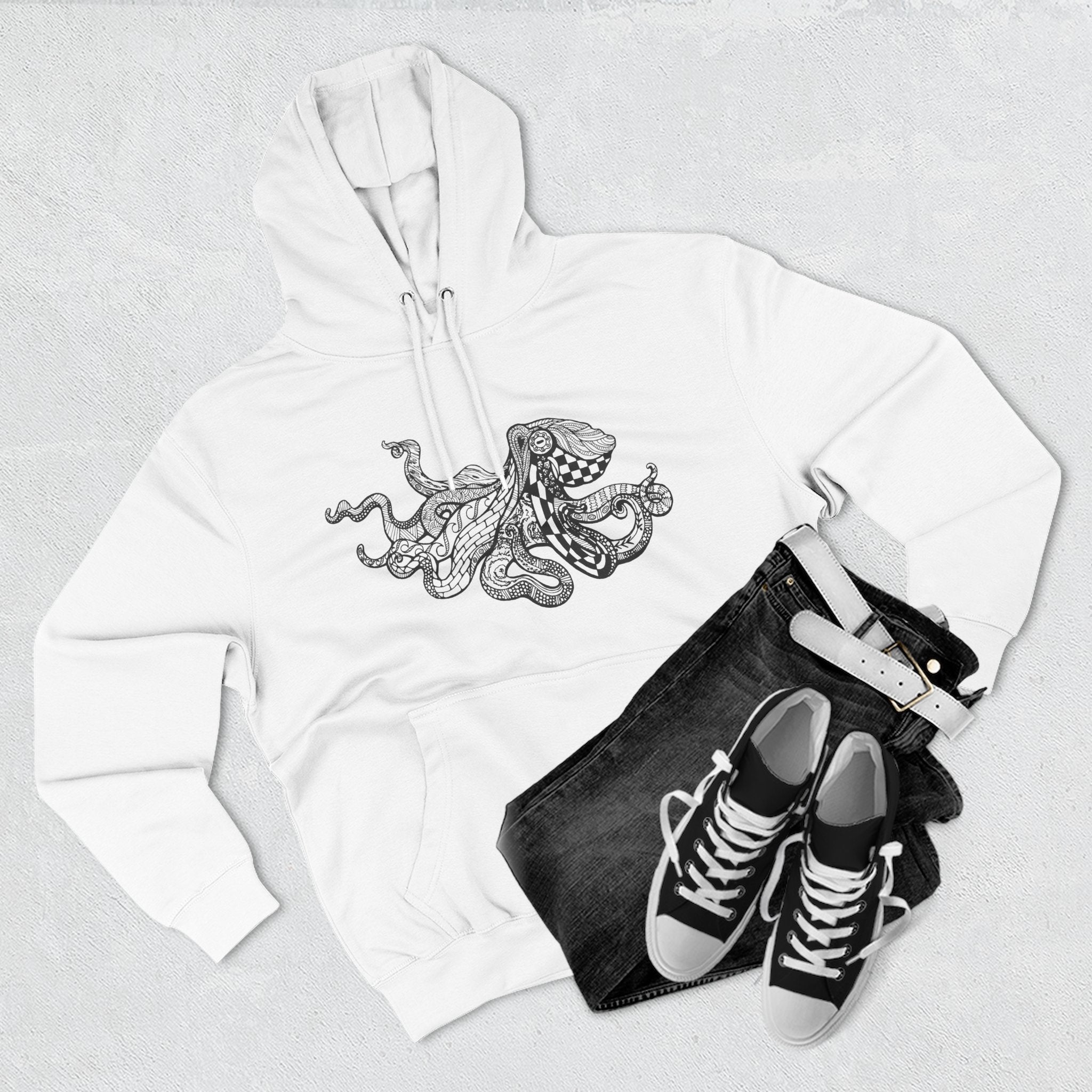 Ventangle Octopus Unisex - Pull-Over Cotton Blend Fleece Hoodie
