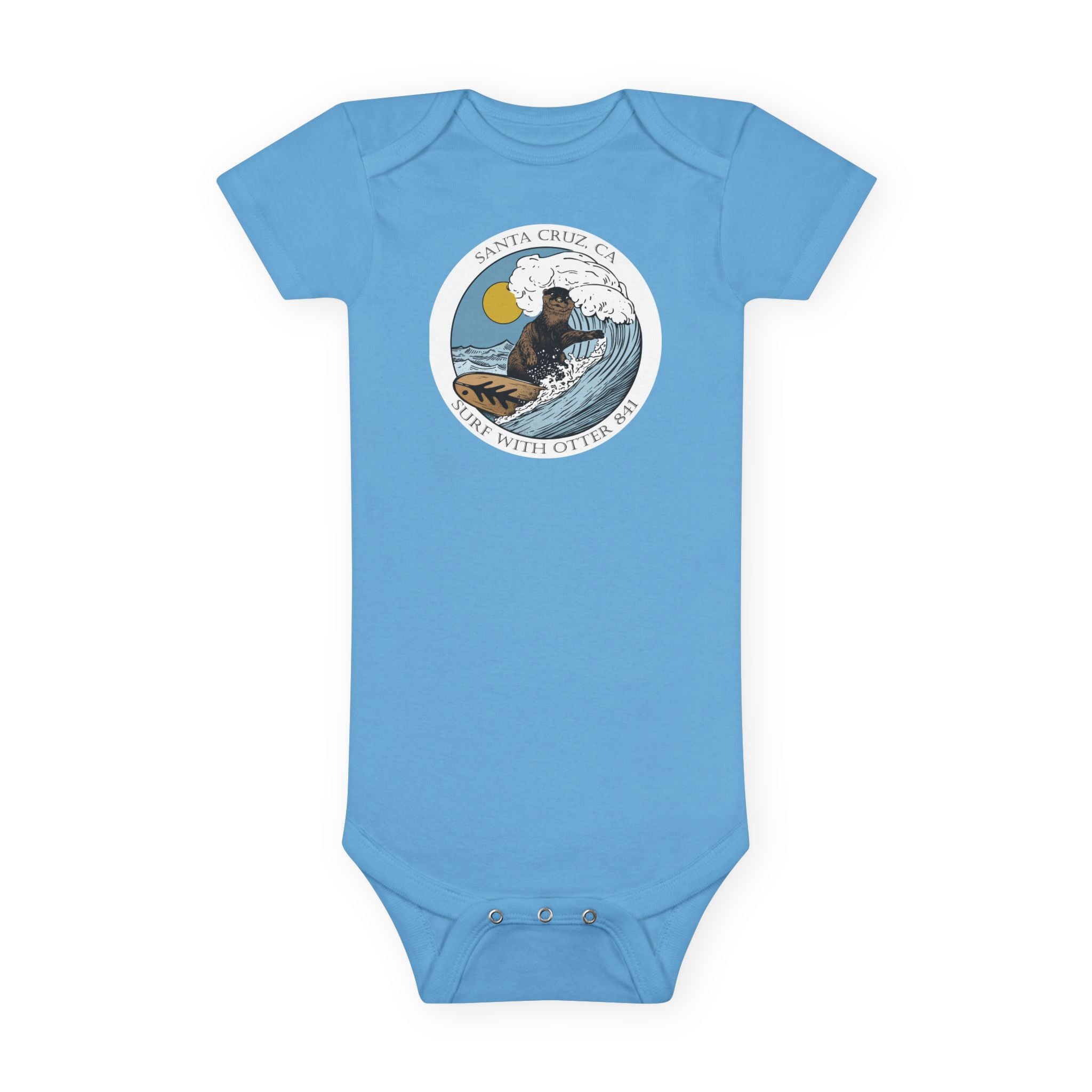 Surf with Otter 841 by Thiago Bianchini baby cotton onesie image 1