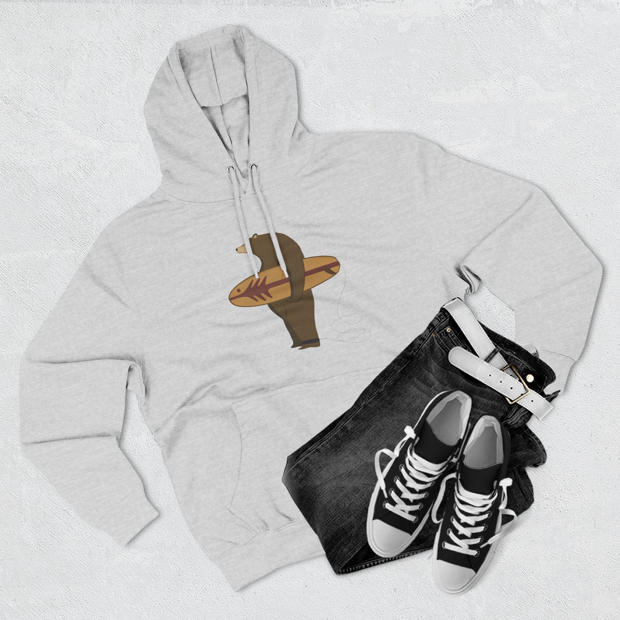 Surfing Grizzly Bear fleece hoodie image 18