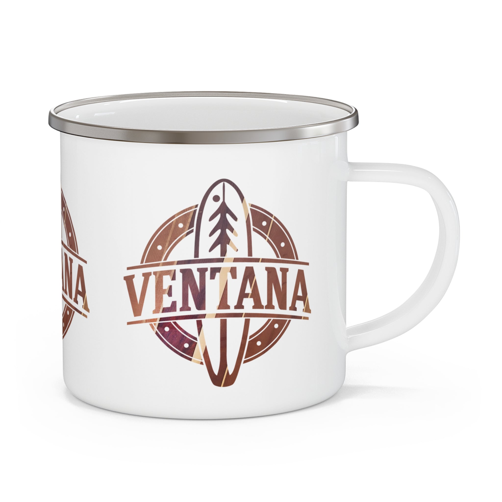 Ventana Treefish Logo Enamel Camping Mug (12oz, Small)