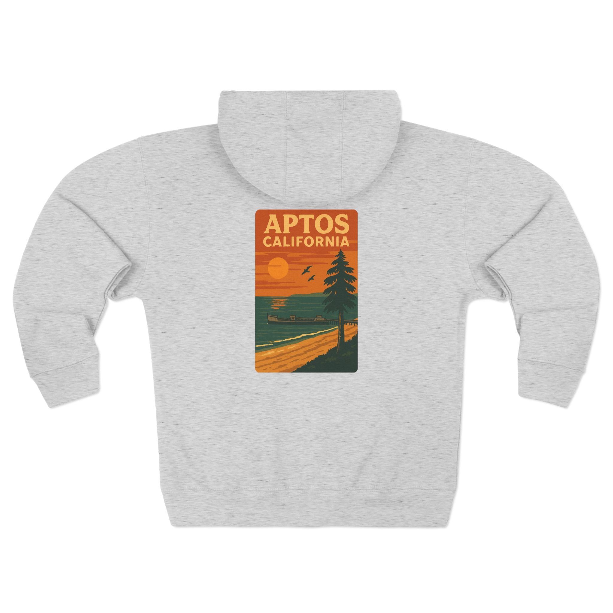 Aptos California Sunset Unisex - Zip Cotton Blend Fleece Hoodie
