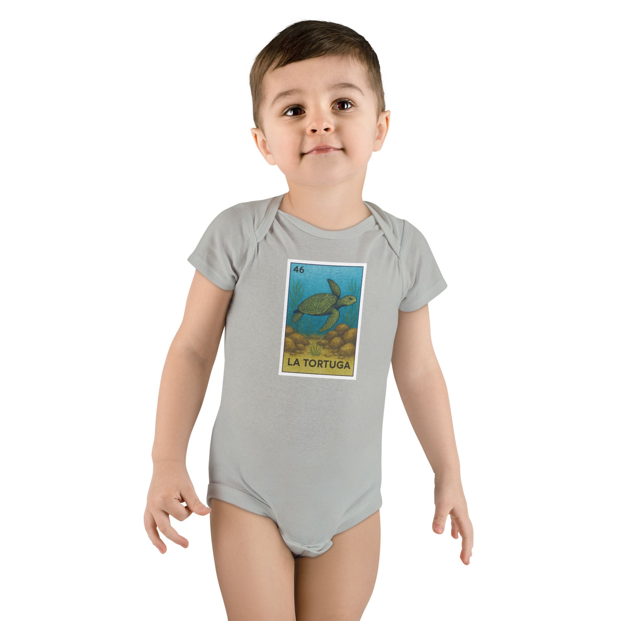 Turtle Lotería baby cotton onesie image 9