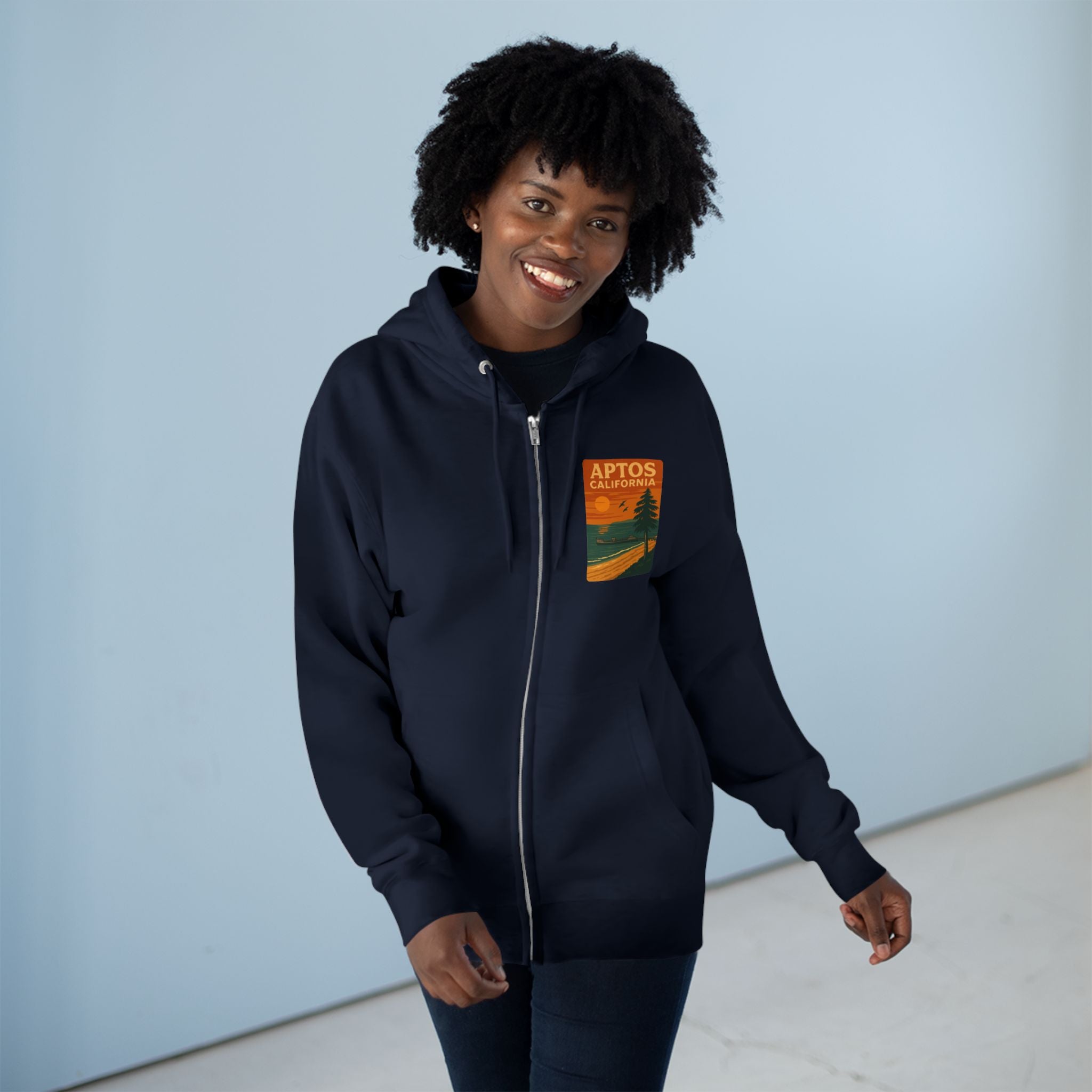 Aptos California Sunset Unisex - Zip Cotton Blend Fleece Hoodie