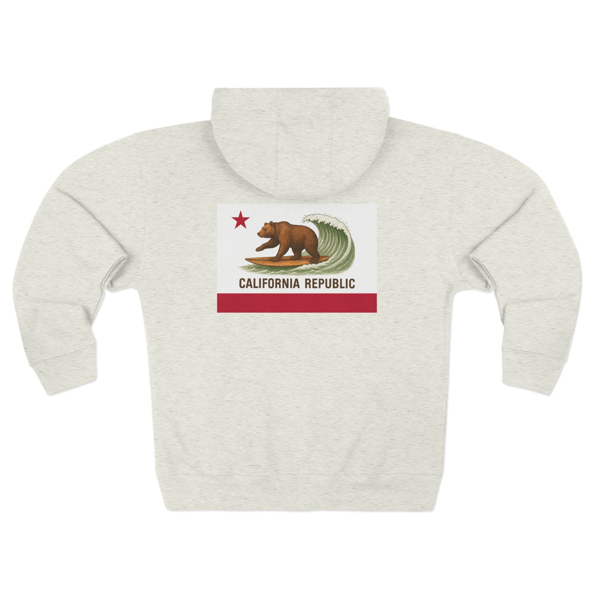California Surfing Bear Flag zip fleece hoodie image 12
