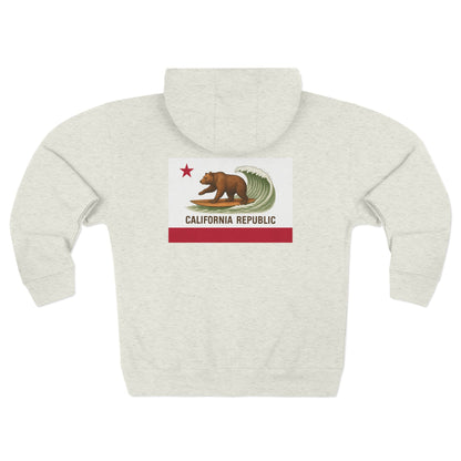 California Surfing Bear Flag zip fleece hoodie image 12