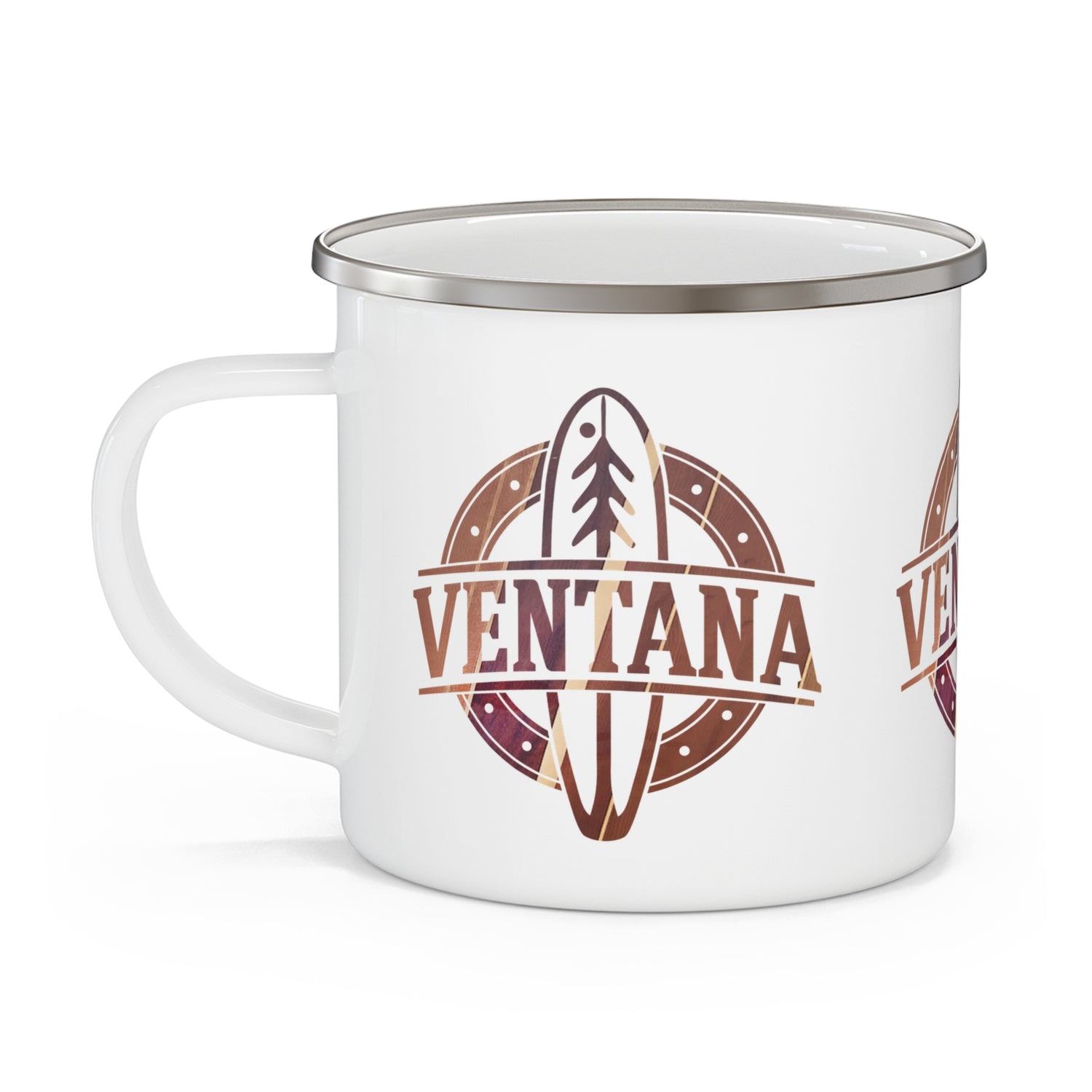 Ventana Treefish Logo Enamel Camping Mug (12oz, Small)