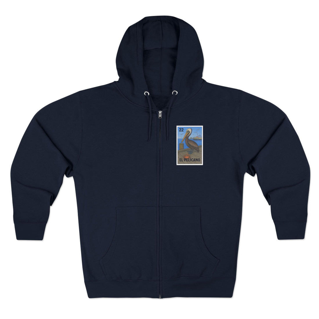 Pelican Lotería Unisex - Zip Cotton Blend Fleece Hoodie (El Pelícano)