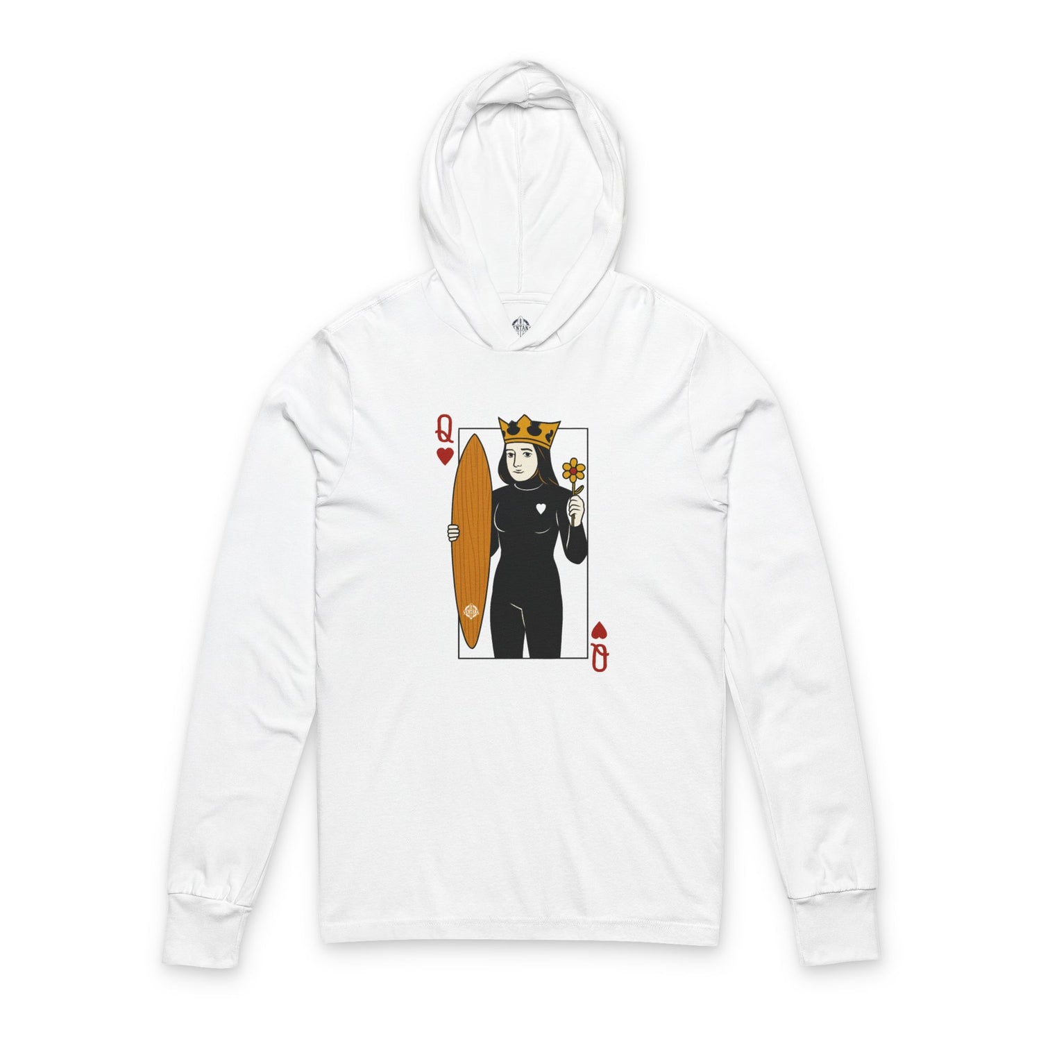 Queen of Hearts Surfer cotton hooded long sleeve t-shirt image 3