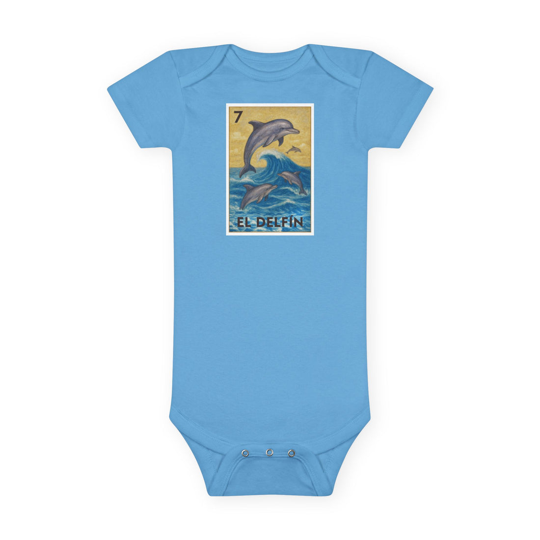 Dolphin Lotería - Baby Short Sleeve 100% Cotton Onesie (El Delfín)