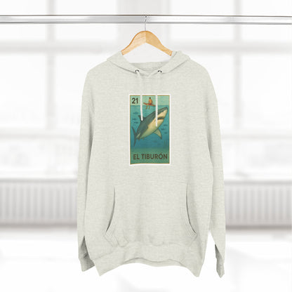 Shark Lotería Unisex - Pull-Over Cotton Blend Fleece Hoodie (El Tiburón)