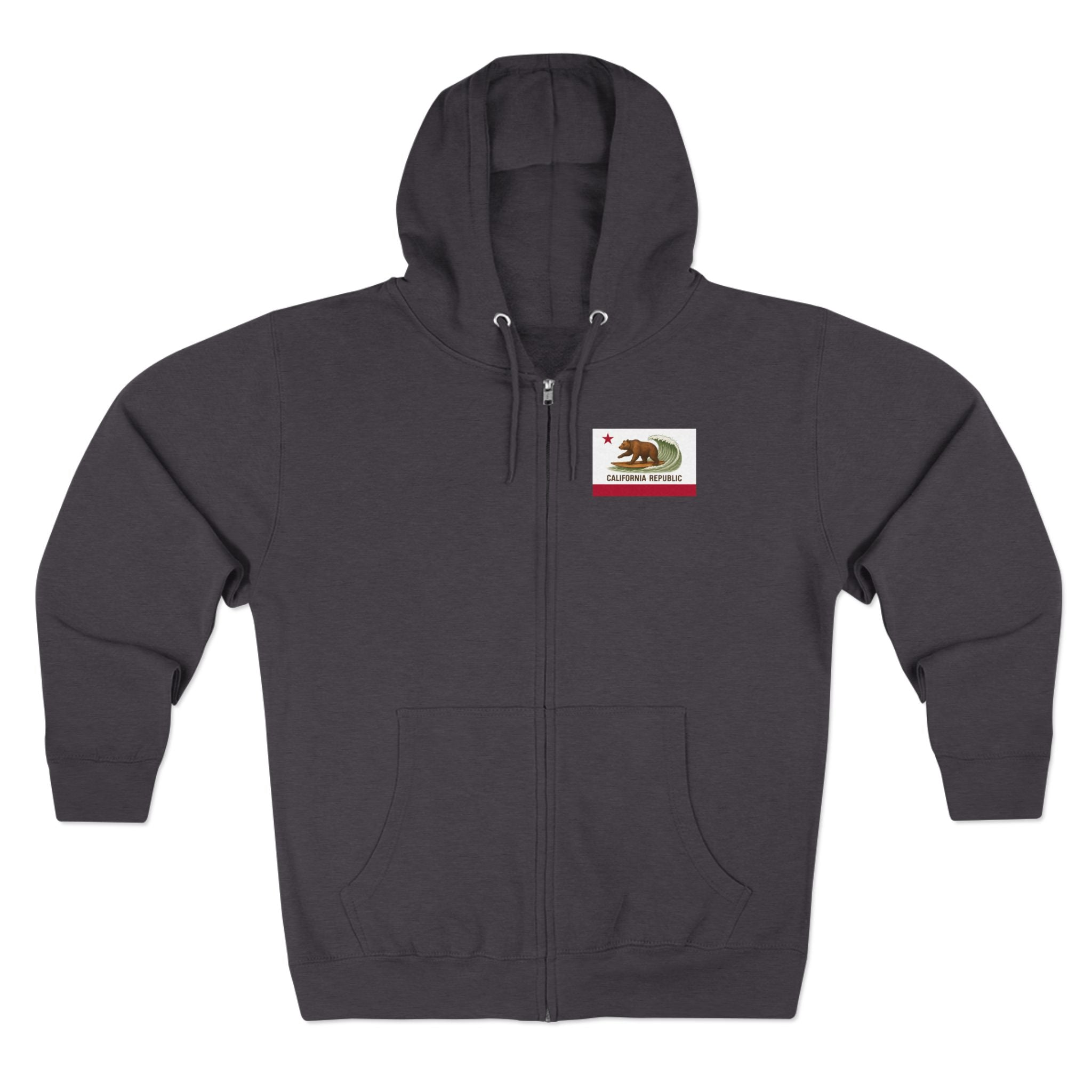 California Surfing Bear Flag zip fleece hoodie image 4