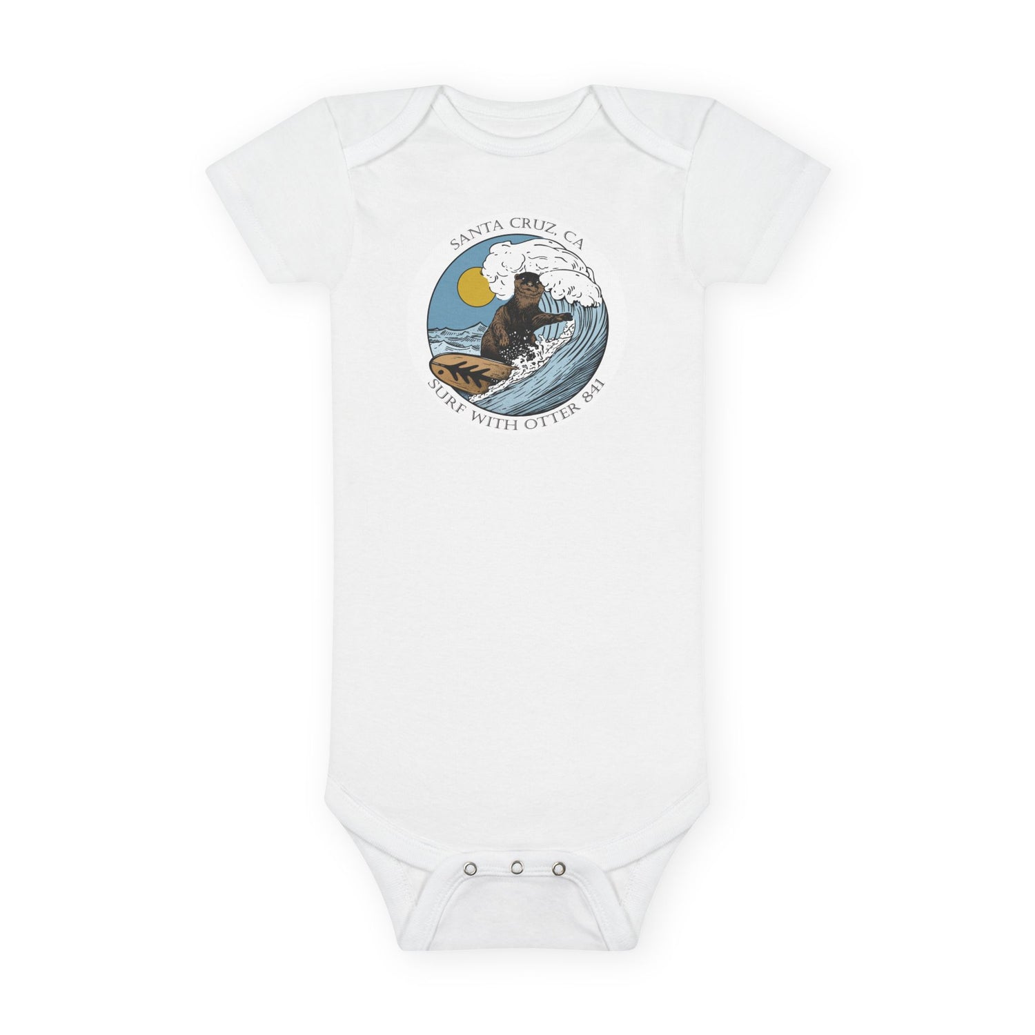 Surf with Otter 841 by Thiago Bianchini baby cotton onesie image 3