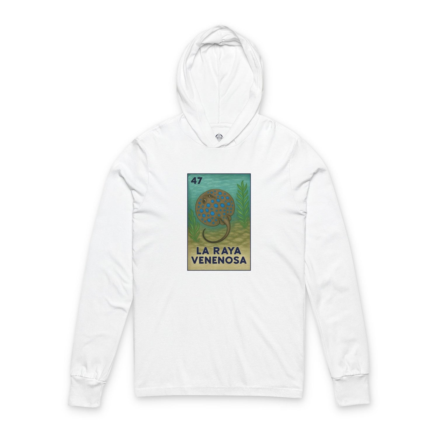 Stingray Lotería cotton hooded long sleeve t-shirt image 3