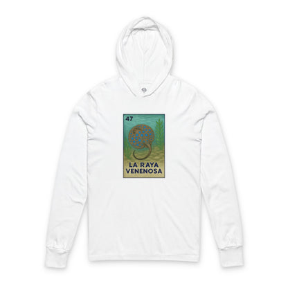 Stingray Lotería cotton hooded long sleeve t-shirt image 3