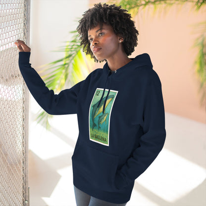 Whale Lotería Unisex - Pull-Over Cotton Blend Fleece Hoodie (La Ballena)