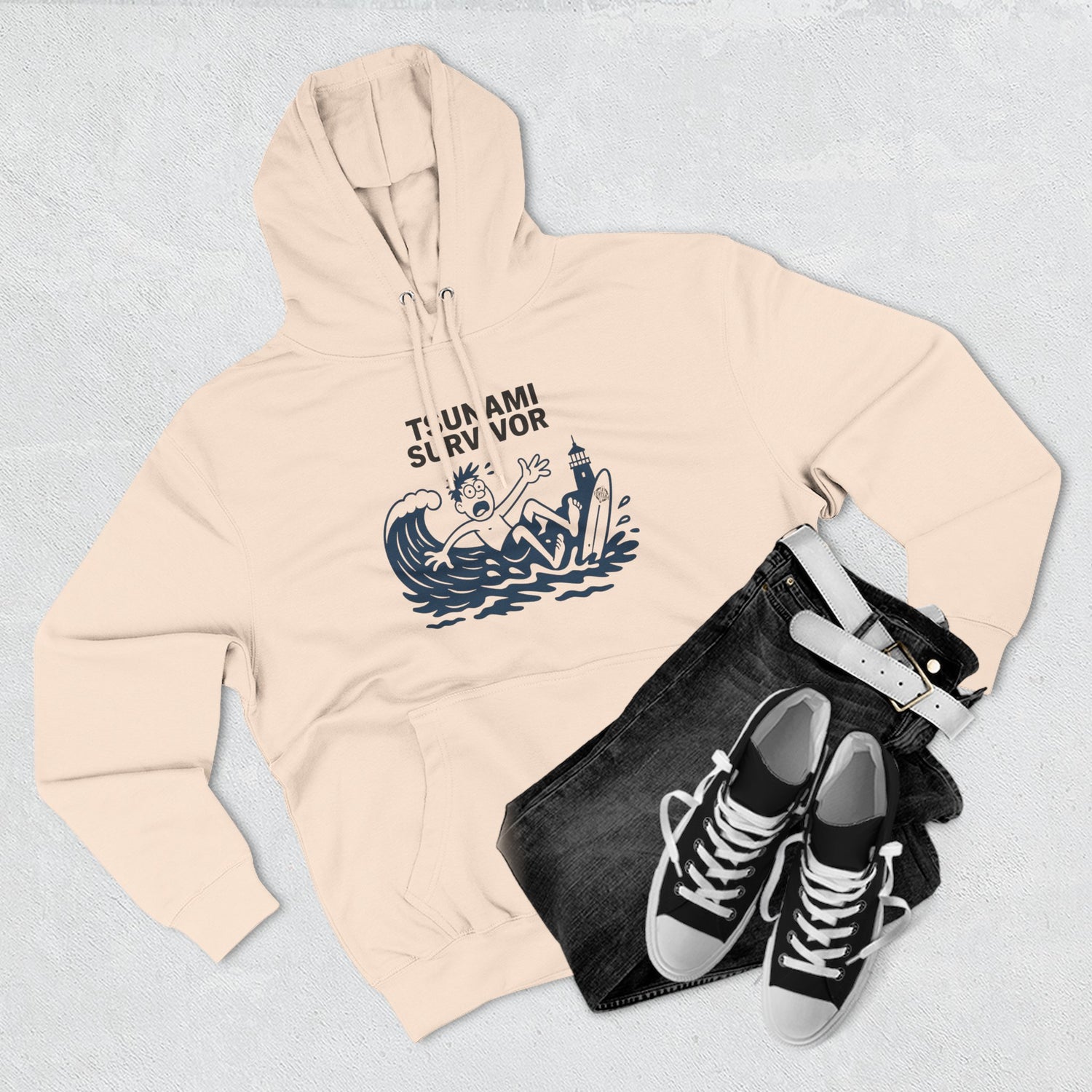Tsunami Survivor Unisex - Pull-Over Cotton Blend Fleece Hoodie