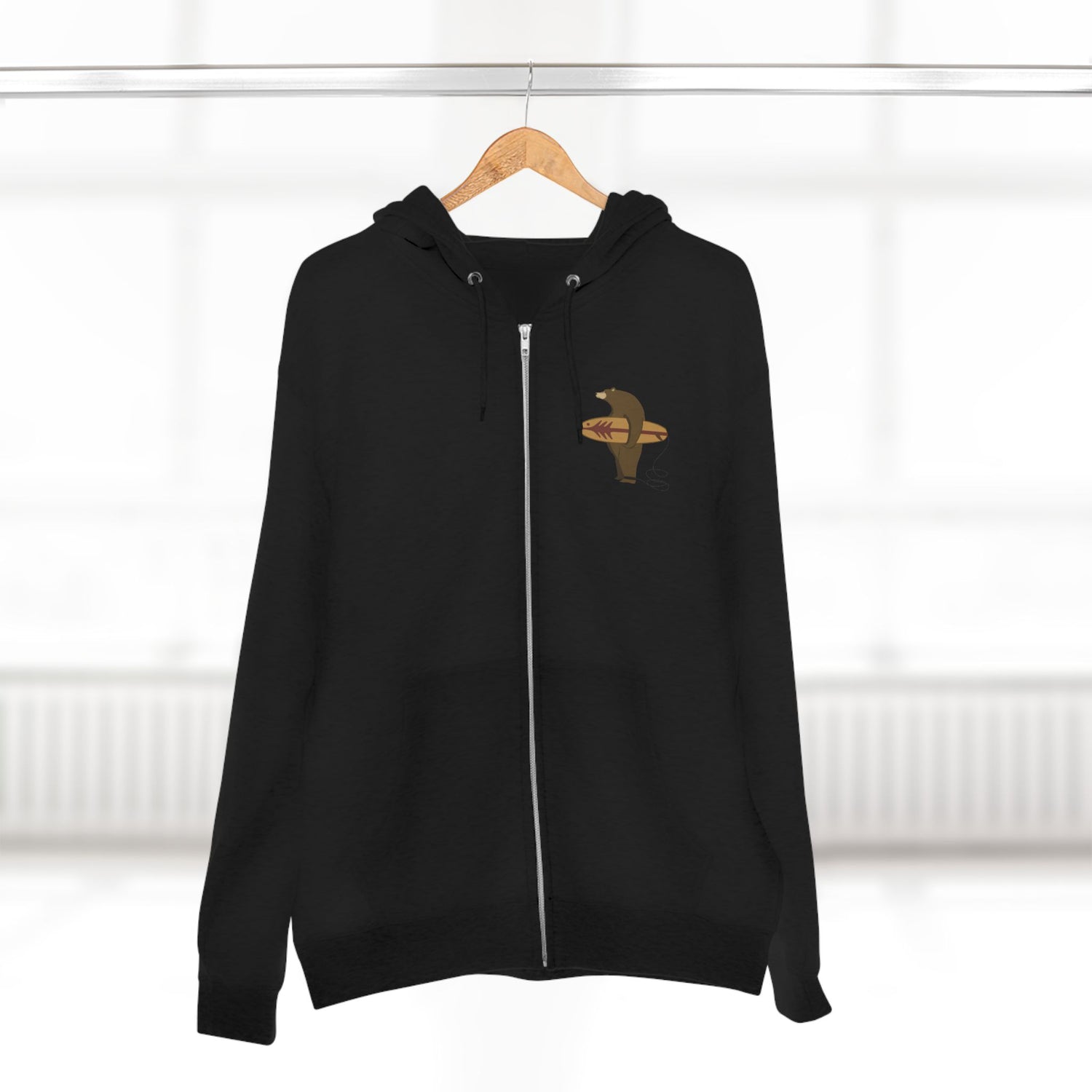 Surfing Grizzly Bear Zip Hoodie