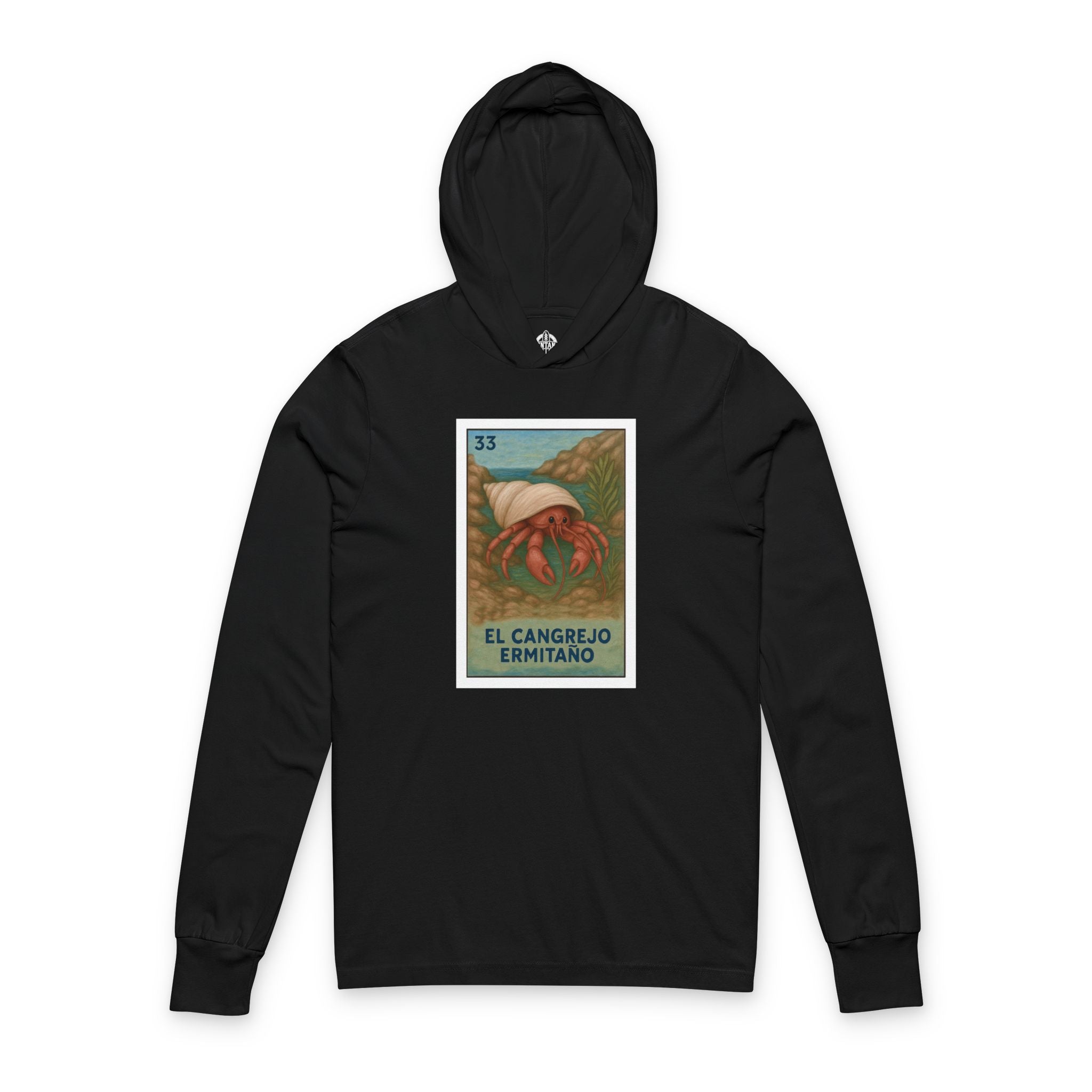 Hermit Crab Lotería cotton hooded long sleeve t-shirt image 4