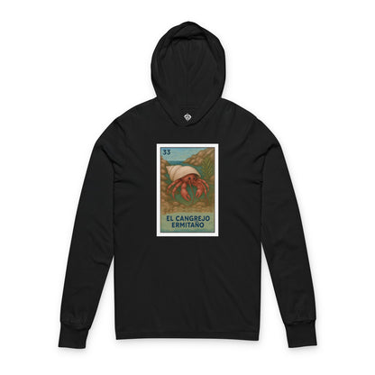 Hermit Crab Lotería cotton hooded long sleeve t-shirt image 4