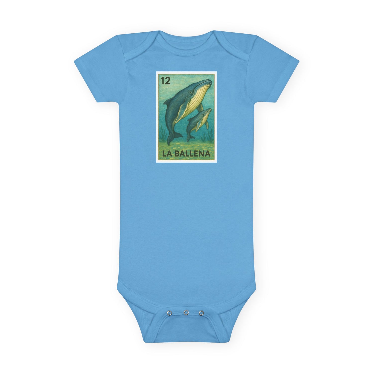 Whale Lotería baby cotton onesie image 1