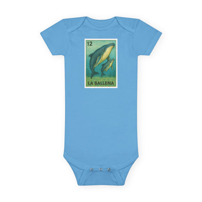 Whale Lotería baby cotton onesie image 1