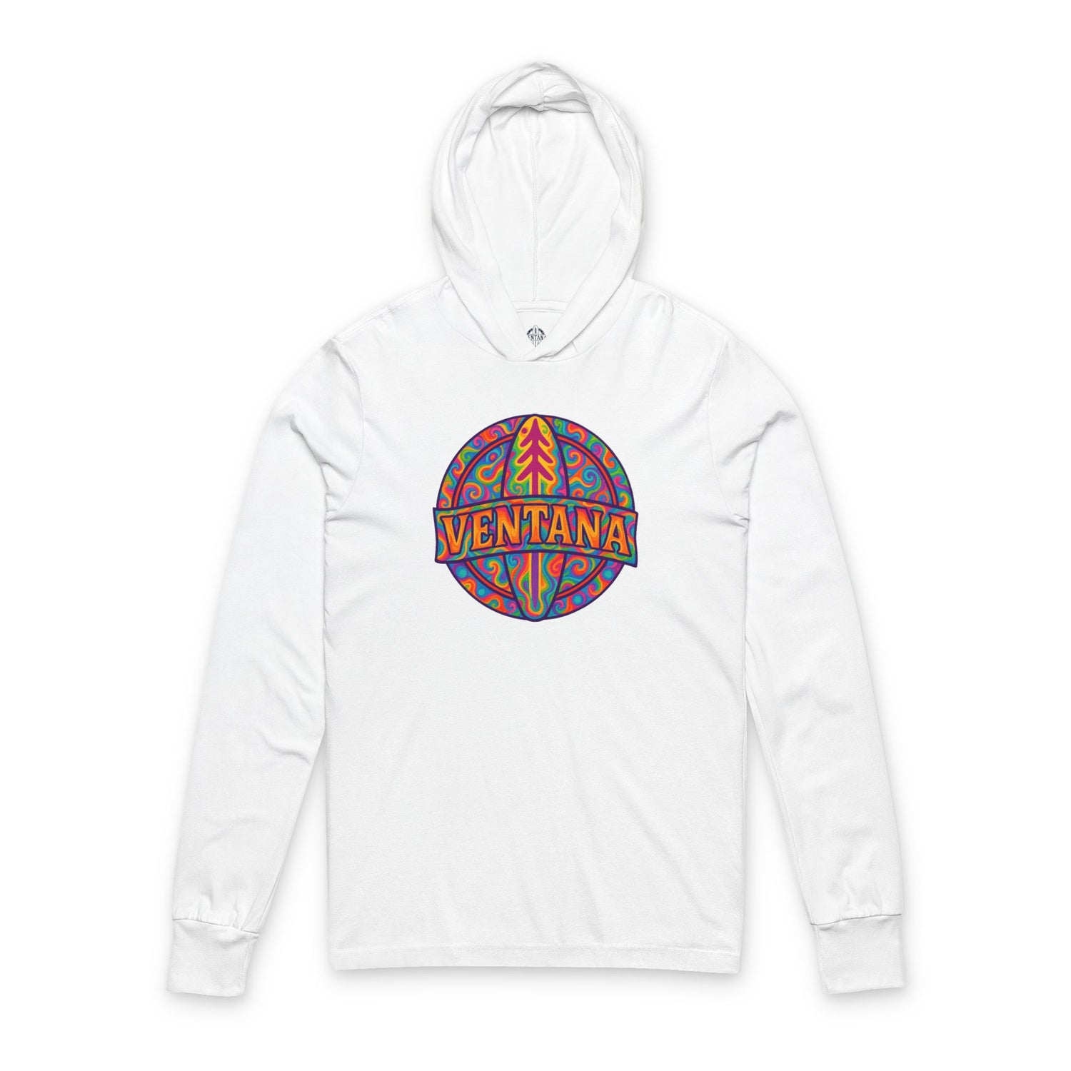 Ventana Psychedelic Treefish Logo Unisex - Cotton Hooded Long Sleeve Hooded T-Shirt
