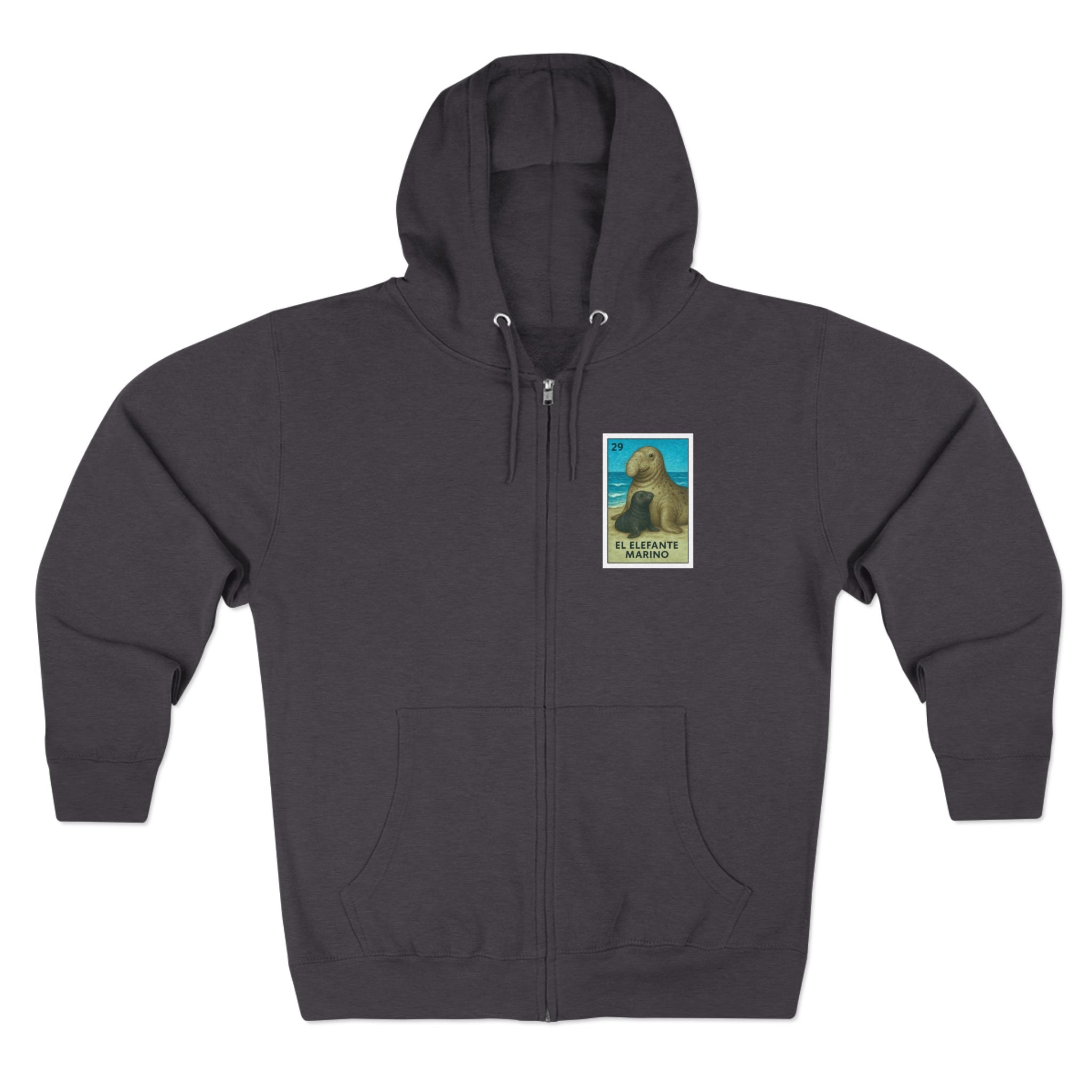 Elephant Seal Lotería zip fleece hoodie image 3