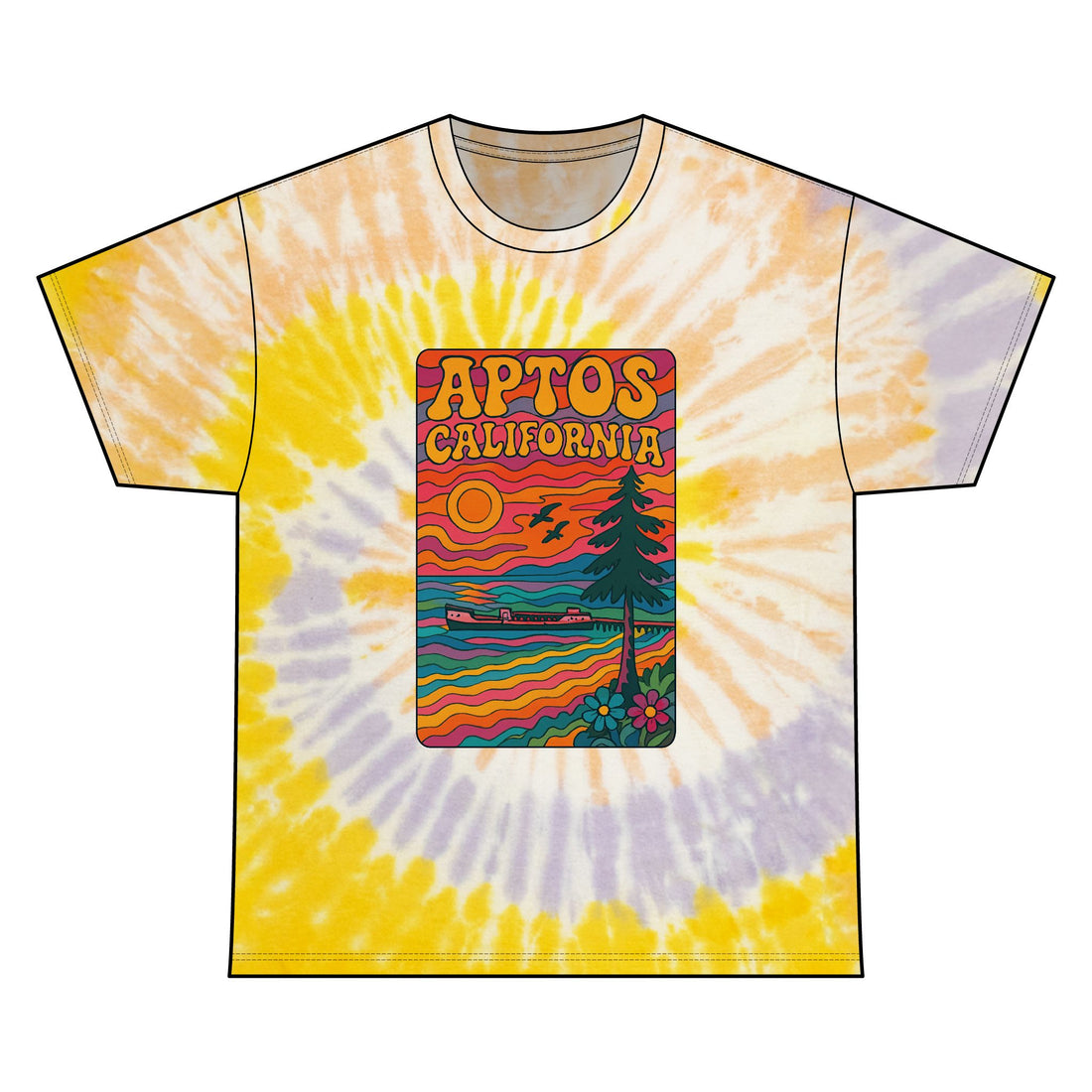 Aptos California Psychedelic Tie Die Unisex - 100% Cotton T-Shirt