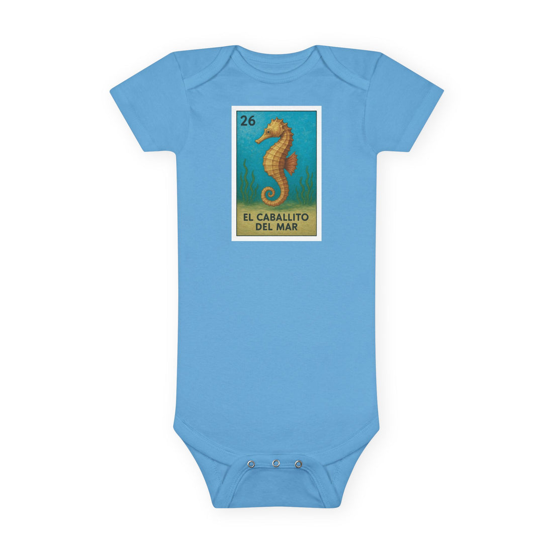Seahorse Lotería baby cotton onesie image 1