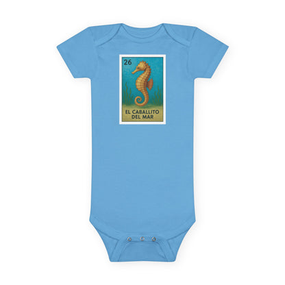 Seahorse Lotería baby cotton onesie image 1