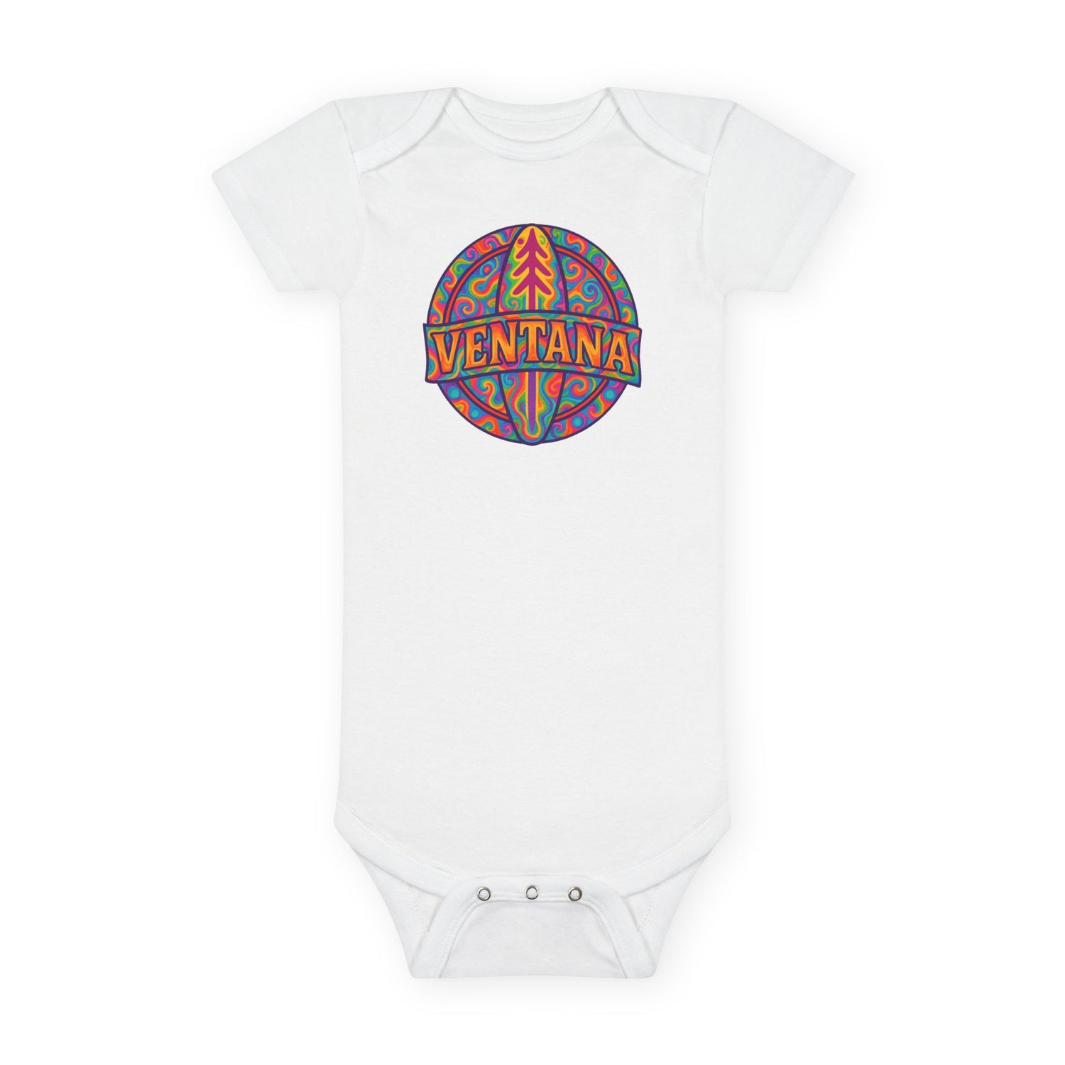 Ventana Psychedelic Treefish Logo baby cotton onesie image 3
