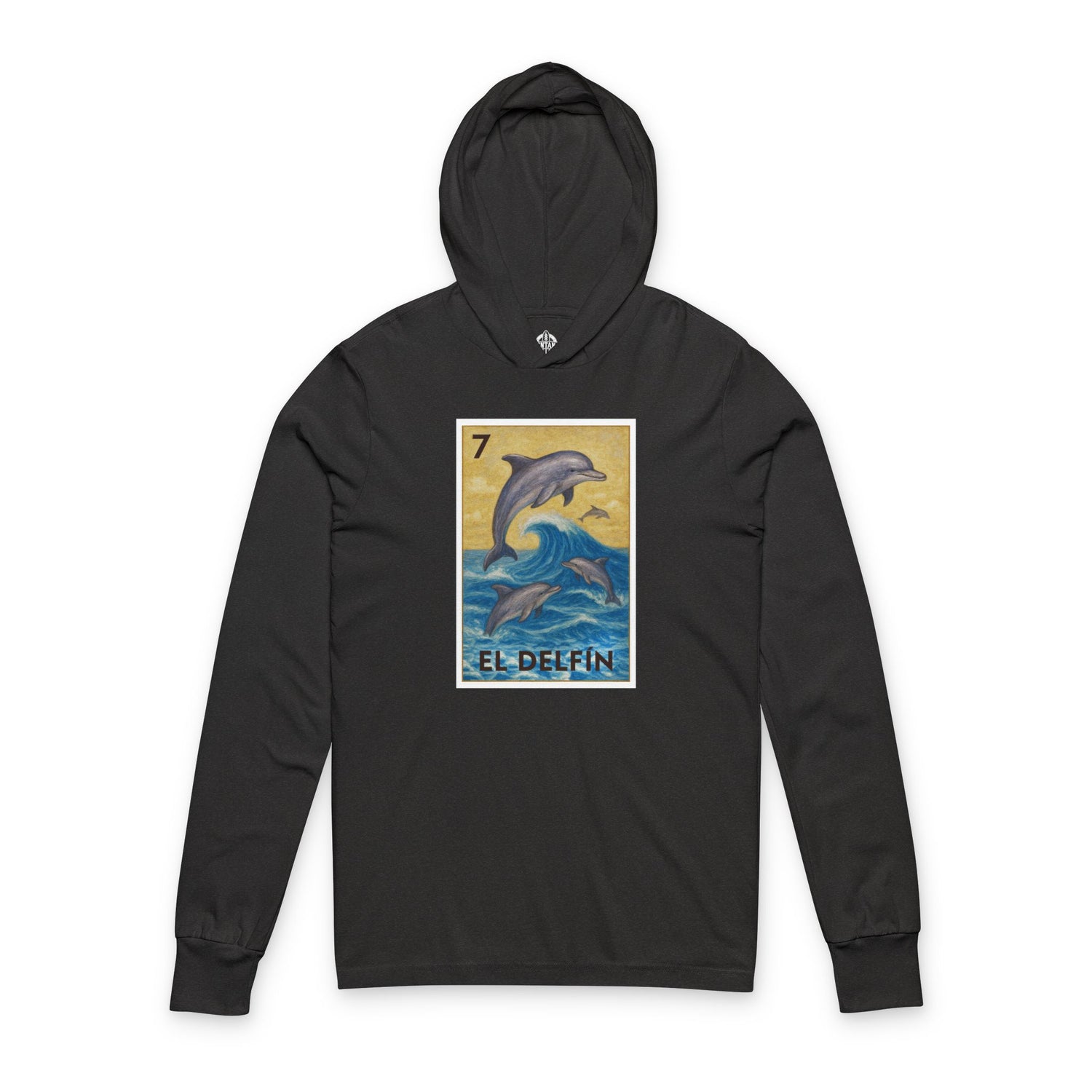Dolphin Lotería cotton hooded long sleeve t-shirt image 5