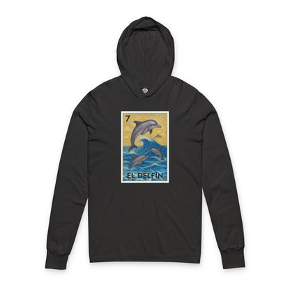 Dolphin Lotería cotton hooded long sleeve t-shirt image 5