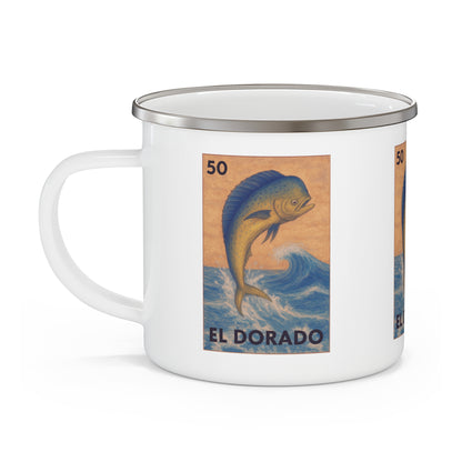 Dorado Lotería Enamel Camping Mug (El Dorado) (12oz - small)