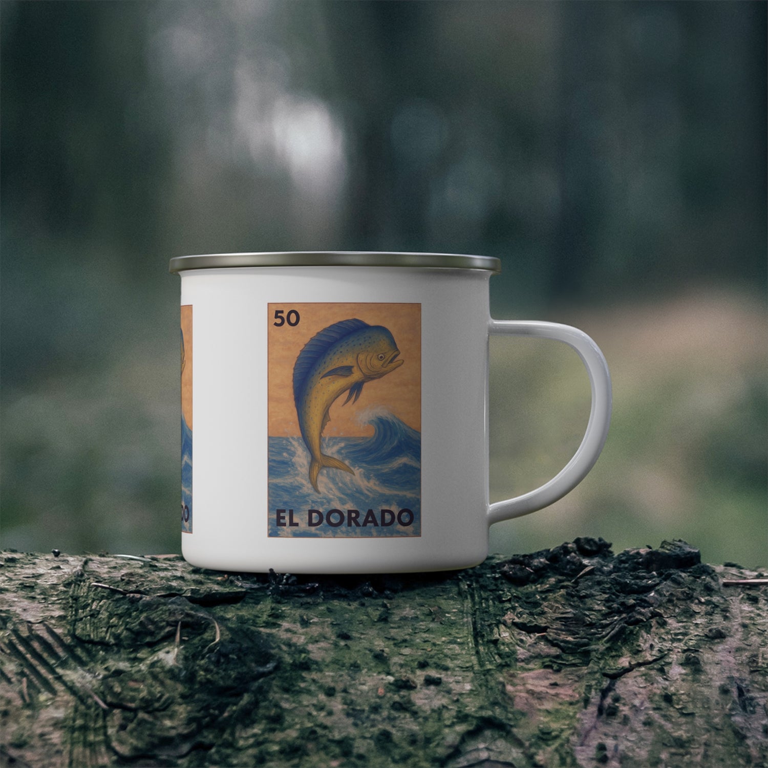 Dorado Lotería Enamel Camping Mug (El Dorado) (12oz - small)