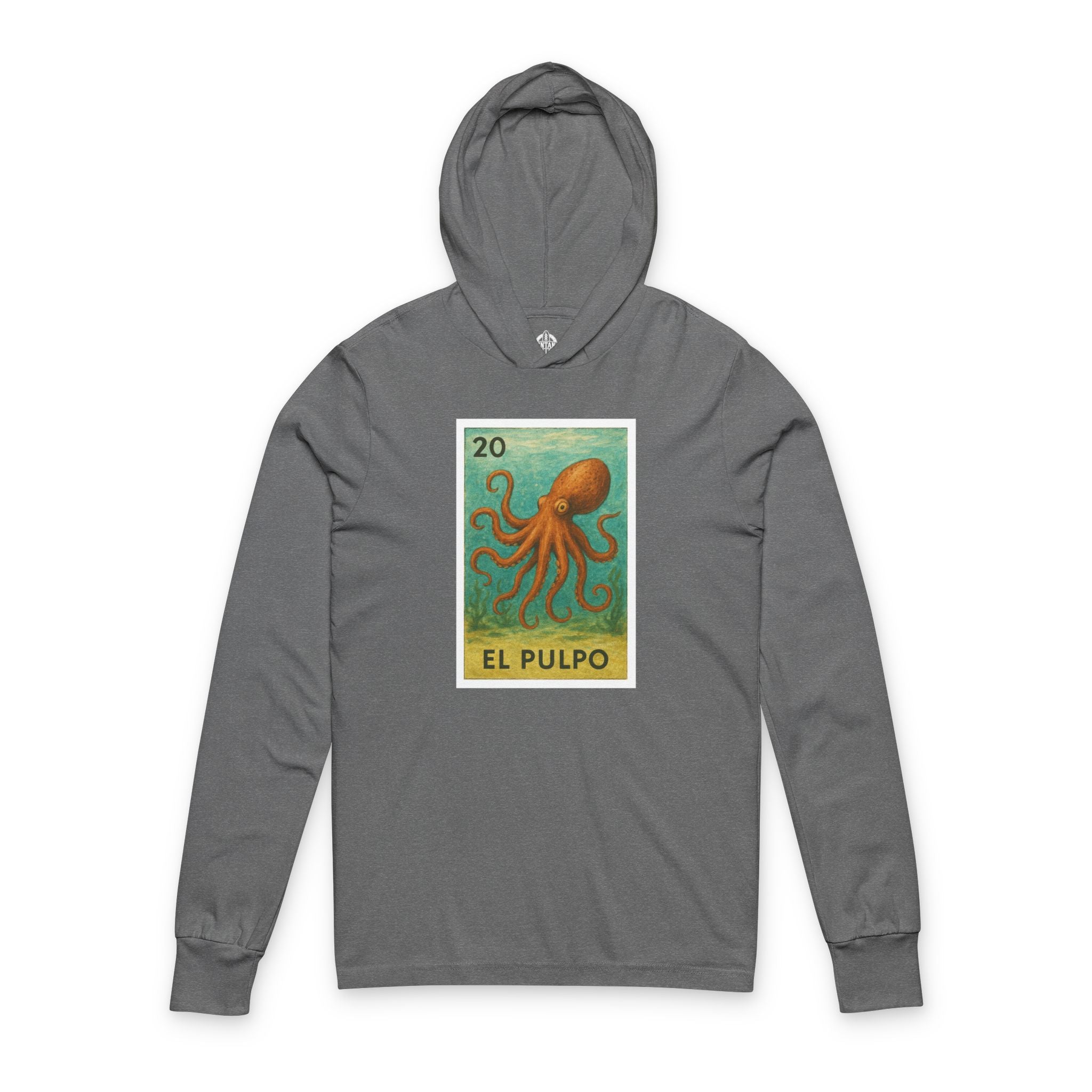 Octopus Lotería cotton hooded long sleeve t-shirt image 2