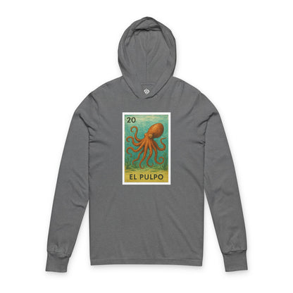 Octopus Lotería cotton hooded long sleeve t-shirt image 2