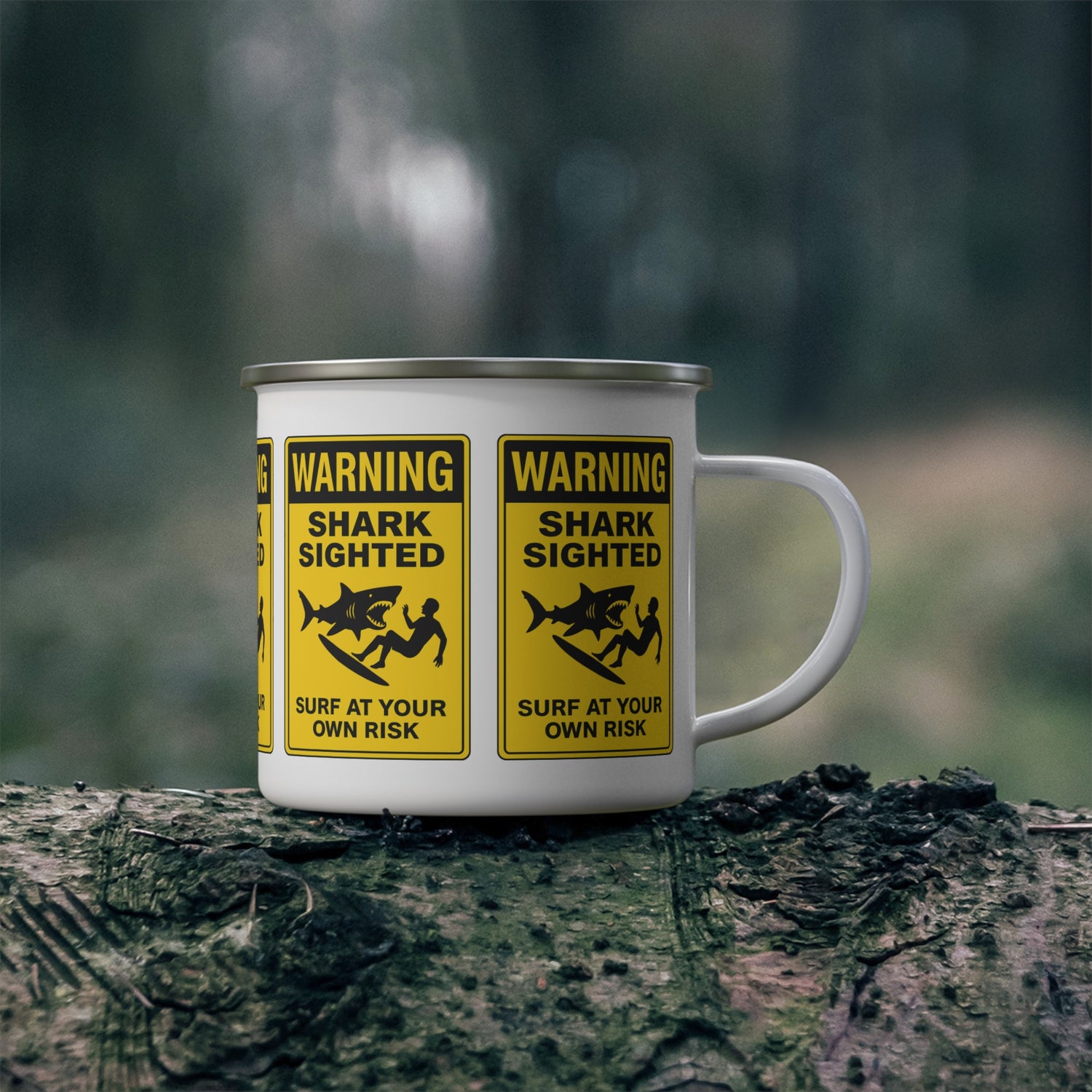 Shark Sighted Enamel Camping Mug (12oz - small)